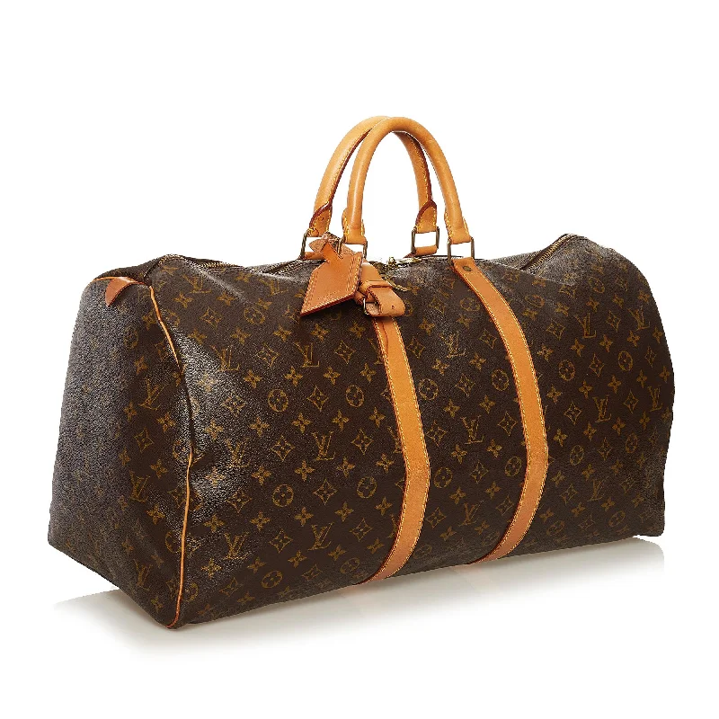 Louis Vuitton handbags with a metal - framed clasp for durabilityLouis Vuitton Monogram Keepall 55 (SHG-34883)