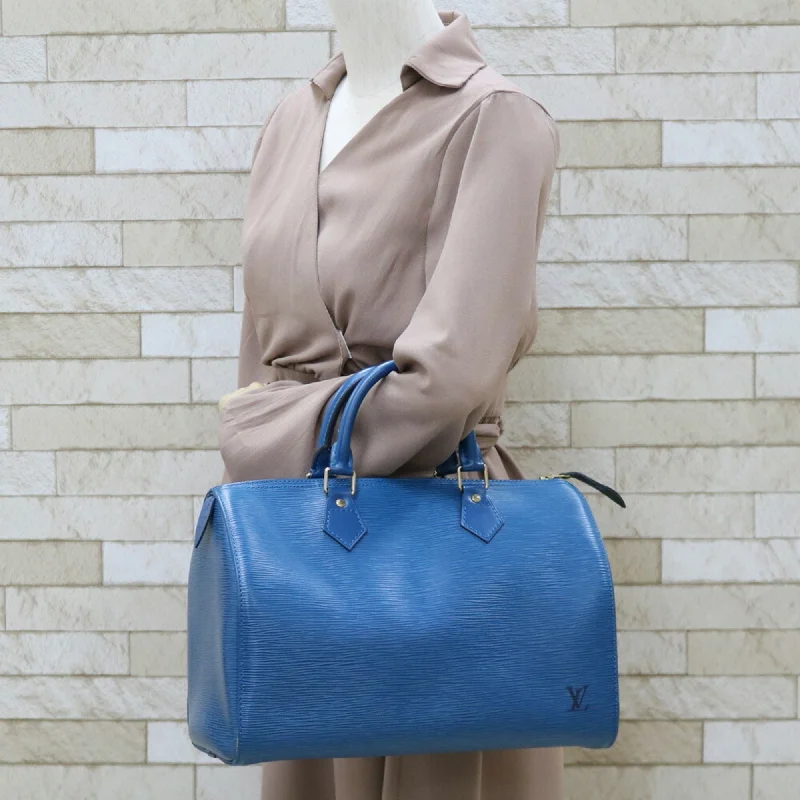 Ladies Louis Vuitton shoulder bags with a wide - width strap for comfortLouis Vuitton Handbag Epi Boston Bag Speedy 30 M43005 Blue Toledo Ladies Leather