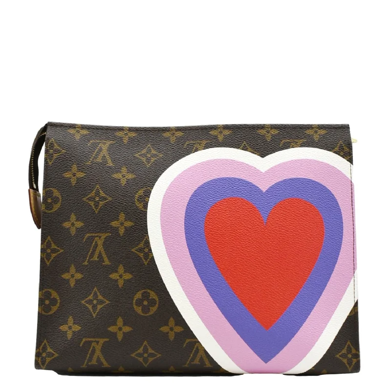 Louis Vuitton handbags with a patent - leather finish for a shiny lookLOUIS VUITTON Game On Toiletry 26 Monogram Canvas Pouch Brown