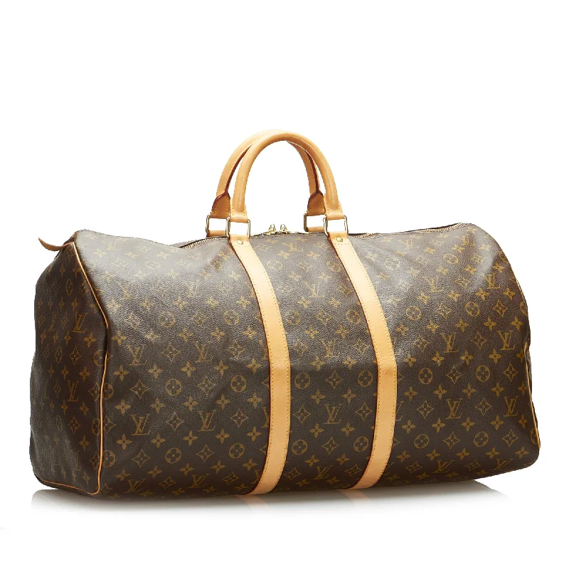 Louis Vuitton handbags with a patent - leather finish for a shiny lookLouis Vuitton Monogram Keepall 50 (SHG-MAYqJv)