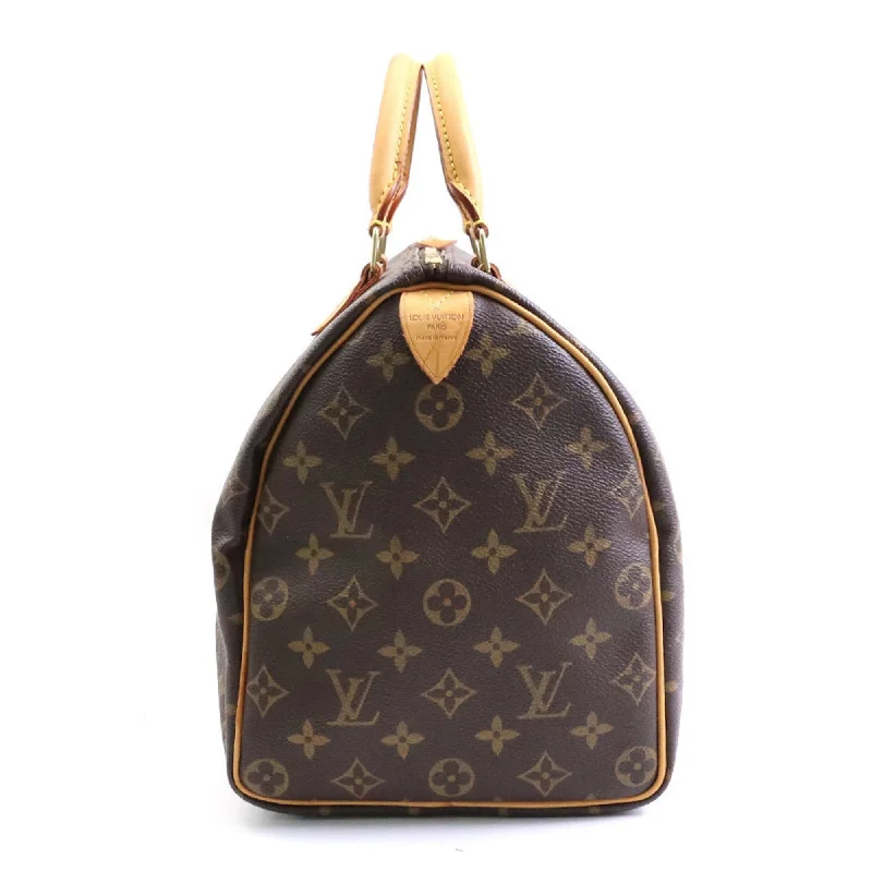 Louis Vuitton bags with a snap - button closure and a decorative charm for styleLOUIS VUITTON Handbag Monogram Speedy 35 Canvas Brown Unisex M41524