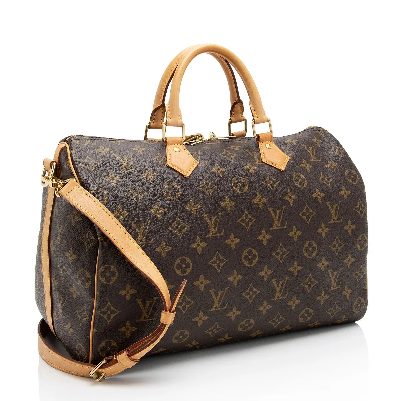 Ladies Louis Vuitton shoulder bags with a magnetic - closure flap for easeLouis Vuitton Monogram Canvas Speedy Bandouliere 35 Satchel (FacODh)