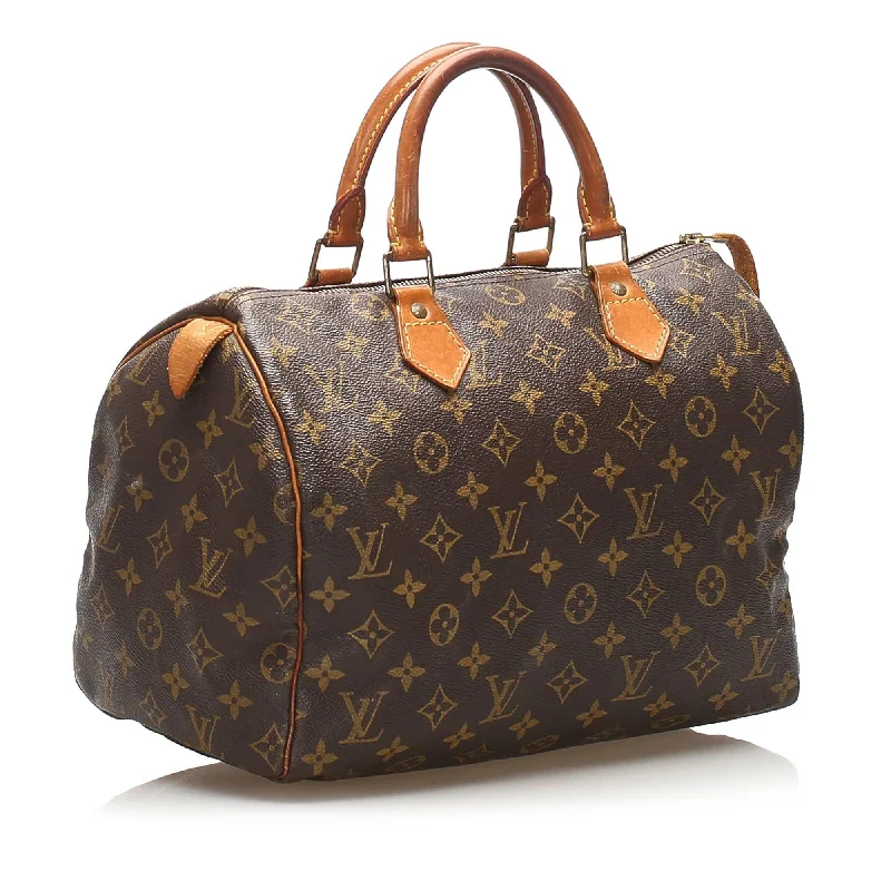 Louis Vuitton bags with a magnetic snap closure for easy accessLouis Vuitton Monogram Canvas Speedy 30 Satchel (13240)