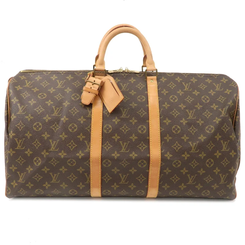 Louis Vuitton tote bags with a spacious interior and multiple pocketsLouis Vuitton Monogram Keep All 55 Boston Bag Brown M41424