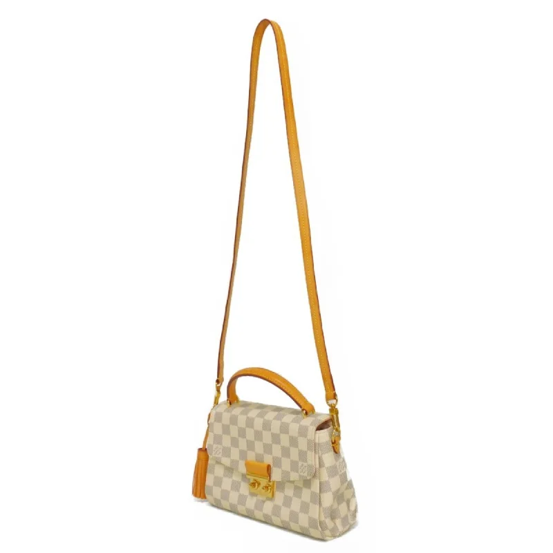 Louis Vuitton handbags with a beaded trim for a touch of glamourLOUIS VUITTON Handbag Croisette Tassel Ivory 2WAY Shoulder Bag Damier Azur Rose Ballerine N41581 Women's