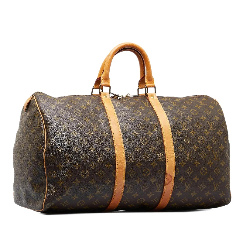 Louis Vuitton tote bags with a printed LV logo on the front for brand visibilityLouis Vuitton Monogram Keepall 50 (SHG-Jo74sN)