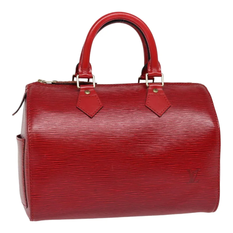 Louis Vuitton handbags with a beaded trim for a touch of glamourLOUIS VUITTON Epi Speedy 25 Hand Bag Castilian Red M43017 LV Auth ep5559