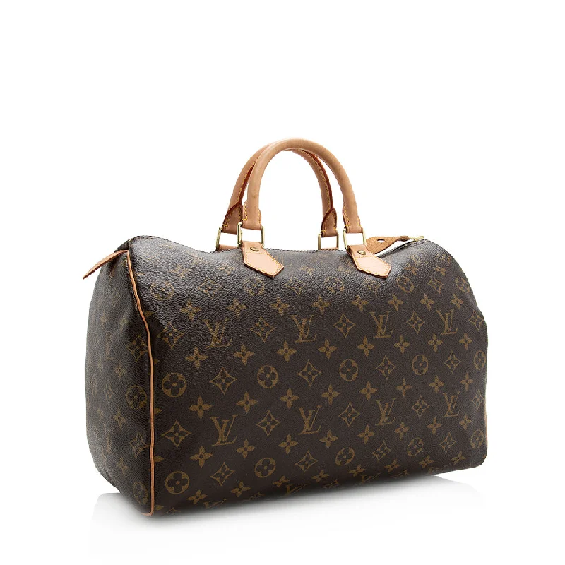 Louis Vuitton Alma bags with a leather - wrapped handle for a luxurious feelLouis Vuitton Monogram Canvas Speedy 35 Satchel (20210)