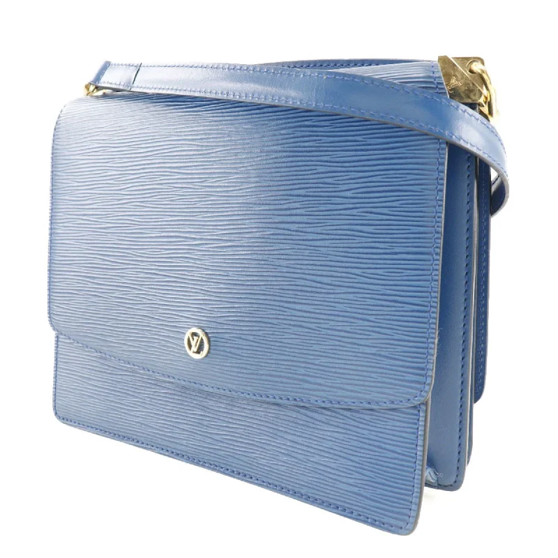 Louis Vuitton bags with a zippered interior pocket for better organizationLOUIS VUITTON Grenelle Shoulder Bag W Hook Epi Leather Blue MI1913 Women's