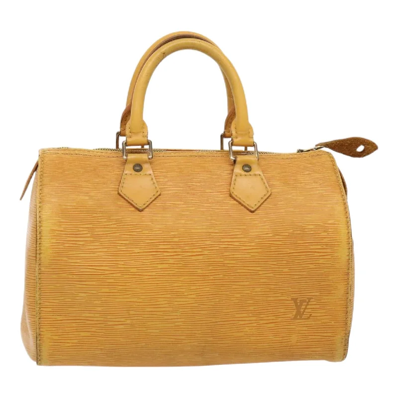 Ladies Louis Vuitton shoulder bags with a wide - width strap for comfortLOUIS VUITTON Epi Speedy 25 Hand Bag Tassili Yellow M43019 LV Auth 88368