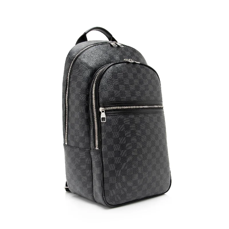 Louis Vuitton bags with a snap - button closure and a decorative charm for styleLouis Vuitton Damier Graphite Michael Backpack (23611)