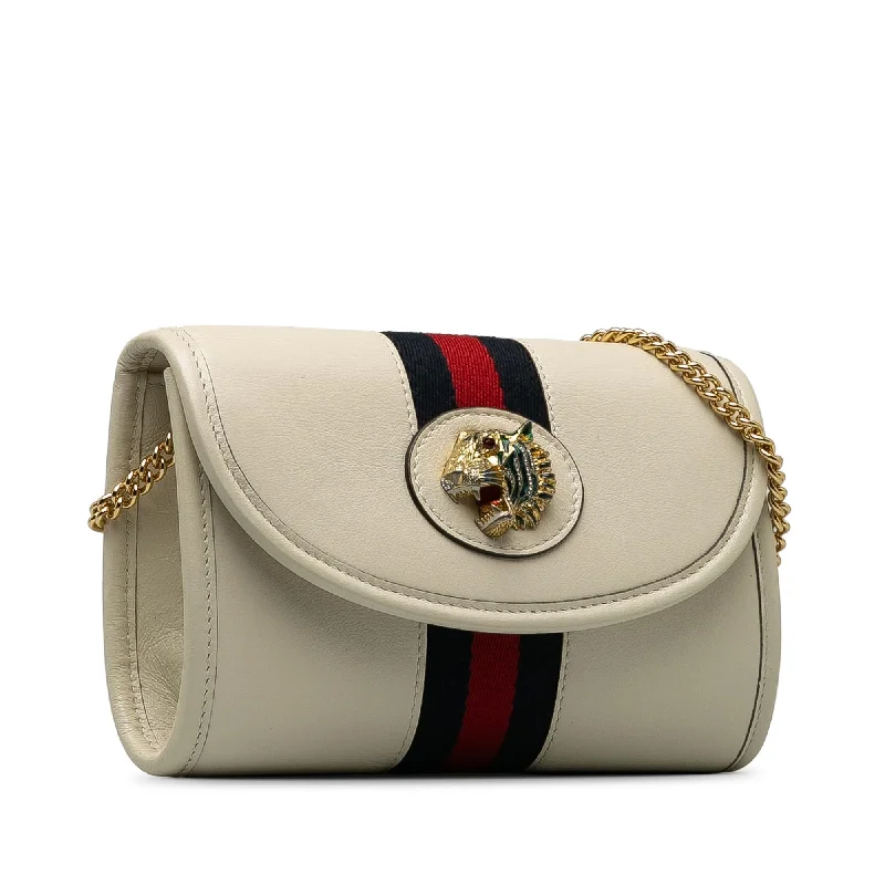 Women Gucci bags with a snap - button closure and a decorative charmGucci Mini Rajah Web Chain Crossbody Bag (qSdeie)