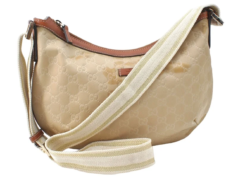 Gucci Dionysus bags for women with tiger - head claspsAuth GUCCI Shoulder Cross Body Bag Purse GG Nylon Leather 181092 Beige  J1012