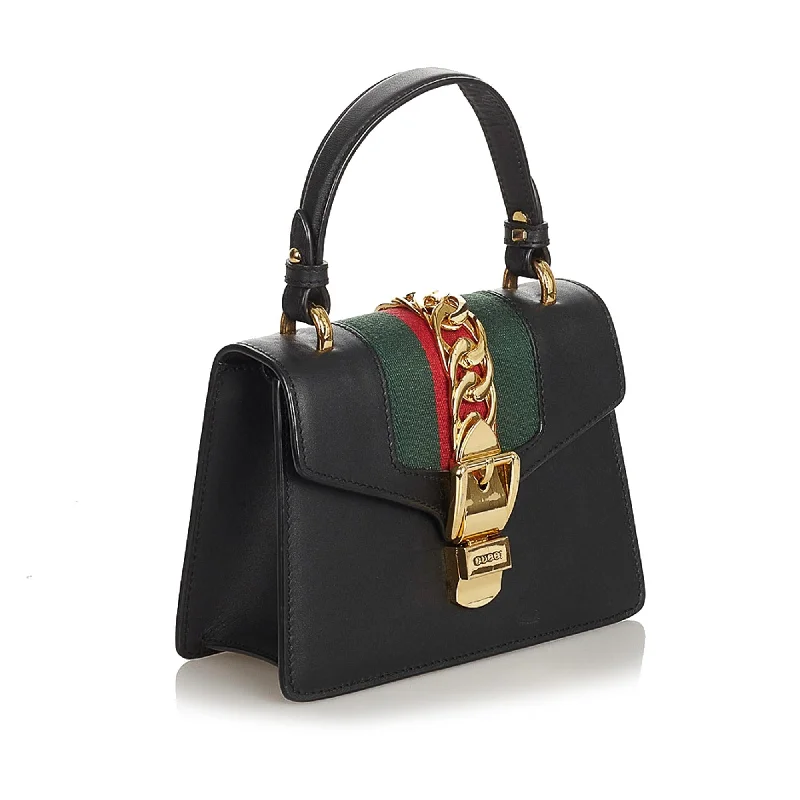 Women Gucci Sylvie bags with a detachable ribbon detailGucci Mini Sylvie Leather Handbag (25770)