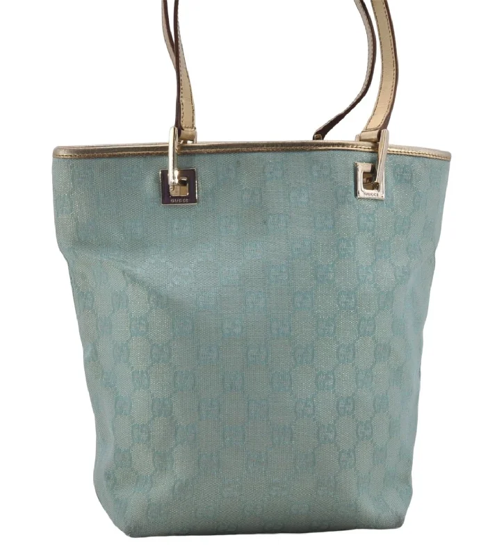 Ladies Gucci Dionysus bags in a pastel colorAuth GUCCI Shoulder Tote Bag GG Canvas Leather 0021099 Light Blue Gold 6835D