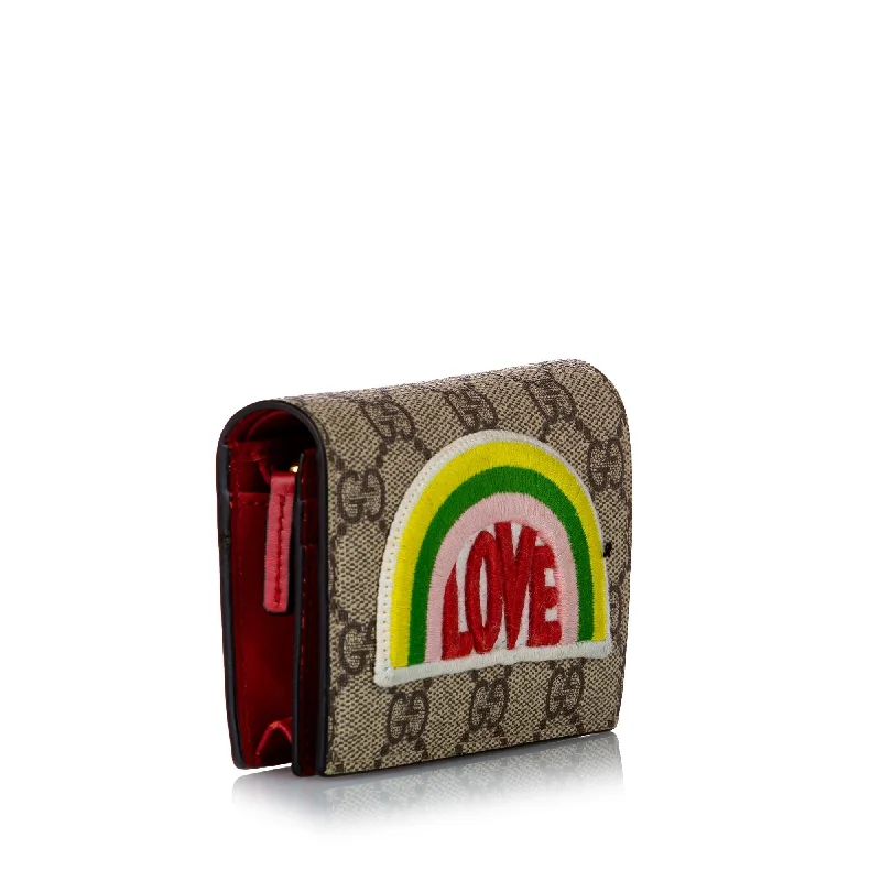 Women Gucci crossbody bags in a bold red colorGucci GG Supreme Love Small Wallet (29165)