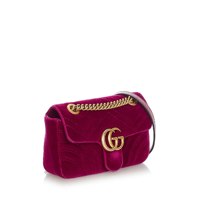 Gucci backpacks for women with a multi - pocket designGucci Mini GG Marmont Matelasse Velvet Crossbody Bag (29737)