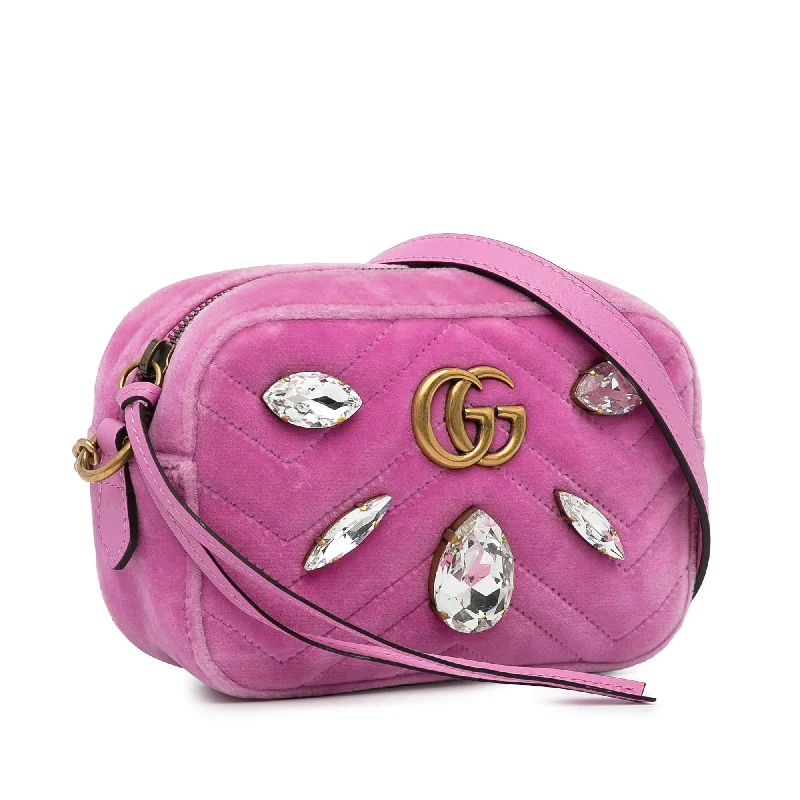 Ladies Gucci Dionysus bags with a chain - link shoulder strapGucci Mini GG Marmont Crystal Embellished Velvet Crossbody (A5av44)