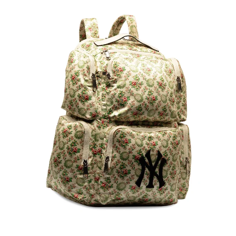 Medium - sized Women Gucci handbags for everyday useGucci MLB Floral Satin NY Yankees Patch Backpack RhoNm4)