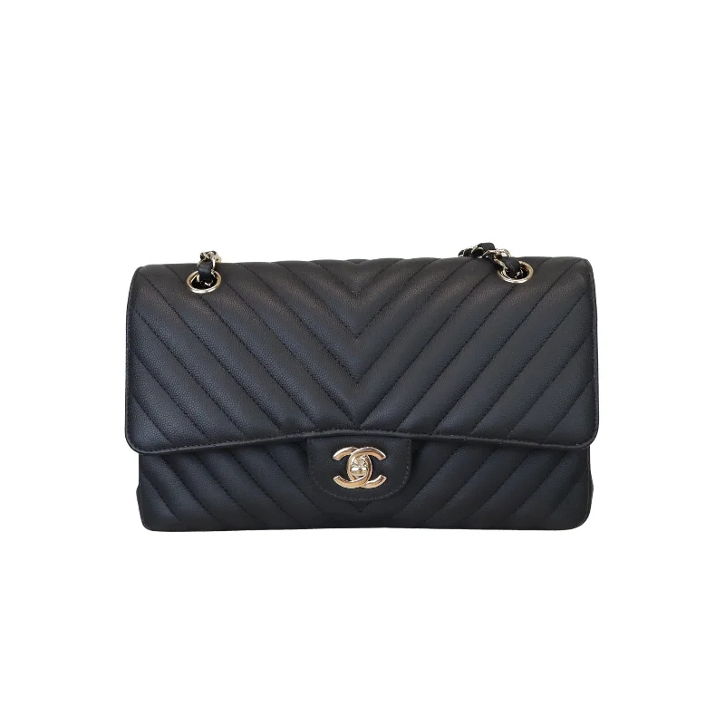 Chanel bags for women who appreciate fine craftsmanshipClassic Flap Medium Chevron Caviar Black GHW