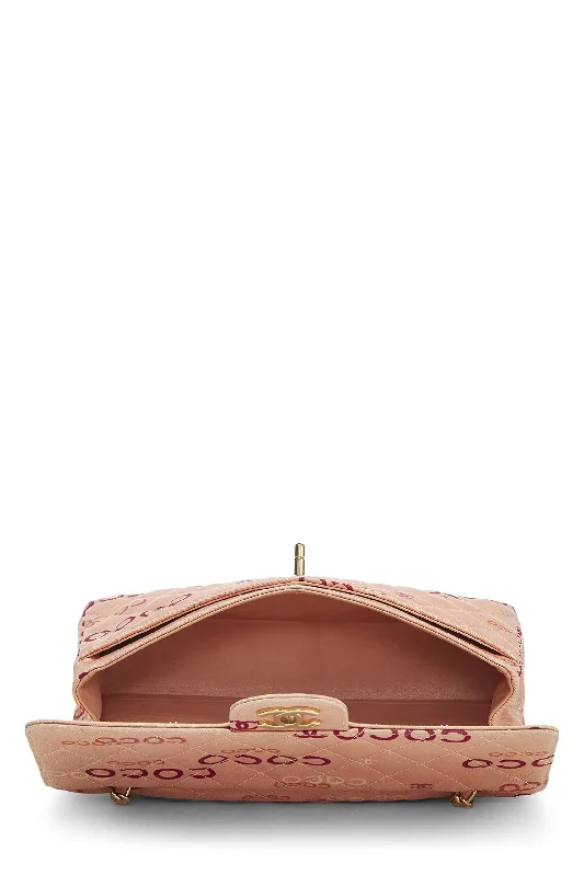 Chanel Designer Handbag with Unique DesignChanel,  Pink Quilted Canvas Coco Classic Double Flap Medium, Pink