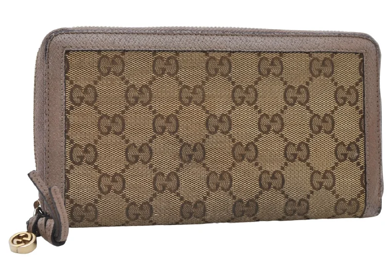 Women Gucci crossbody bags with a keychain holderAuthentic GUCCI Bree Long Wallet Purse GG Canvas Leather 323397 Brown 7346D