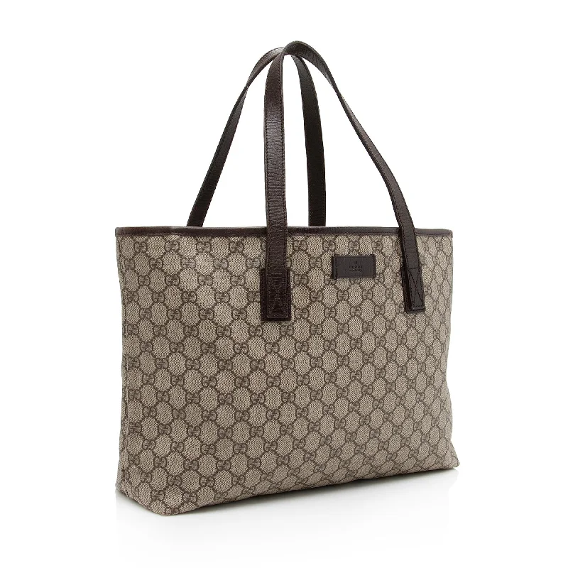 Women Gucci Sylvie bags featuring the signature web stripeGucci GG Supreme Medium Zip Shopping Tote (22937)