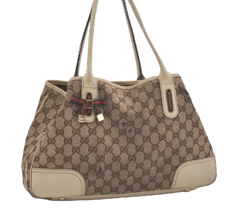 Ladies Gucci handbags with a detachable coin purse insideAuth GUCCI Web Sherry Line Princy Tote Bag GG Canvas Leather 163805 Brown 8640I