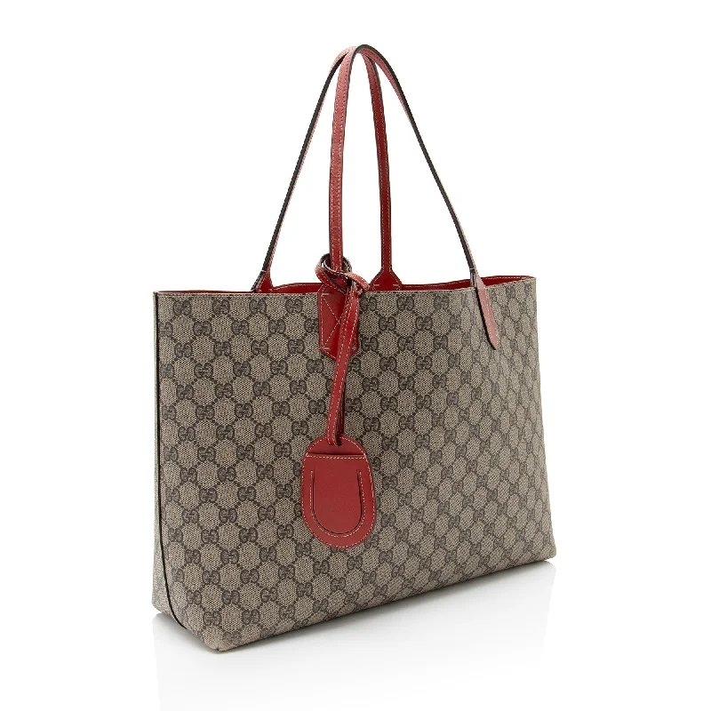 Women Gucci Sylvie bags with a crystal - embellished web stripeGucci GG Supreme Medium Reversible Tote (VpKL0G)